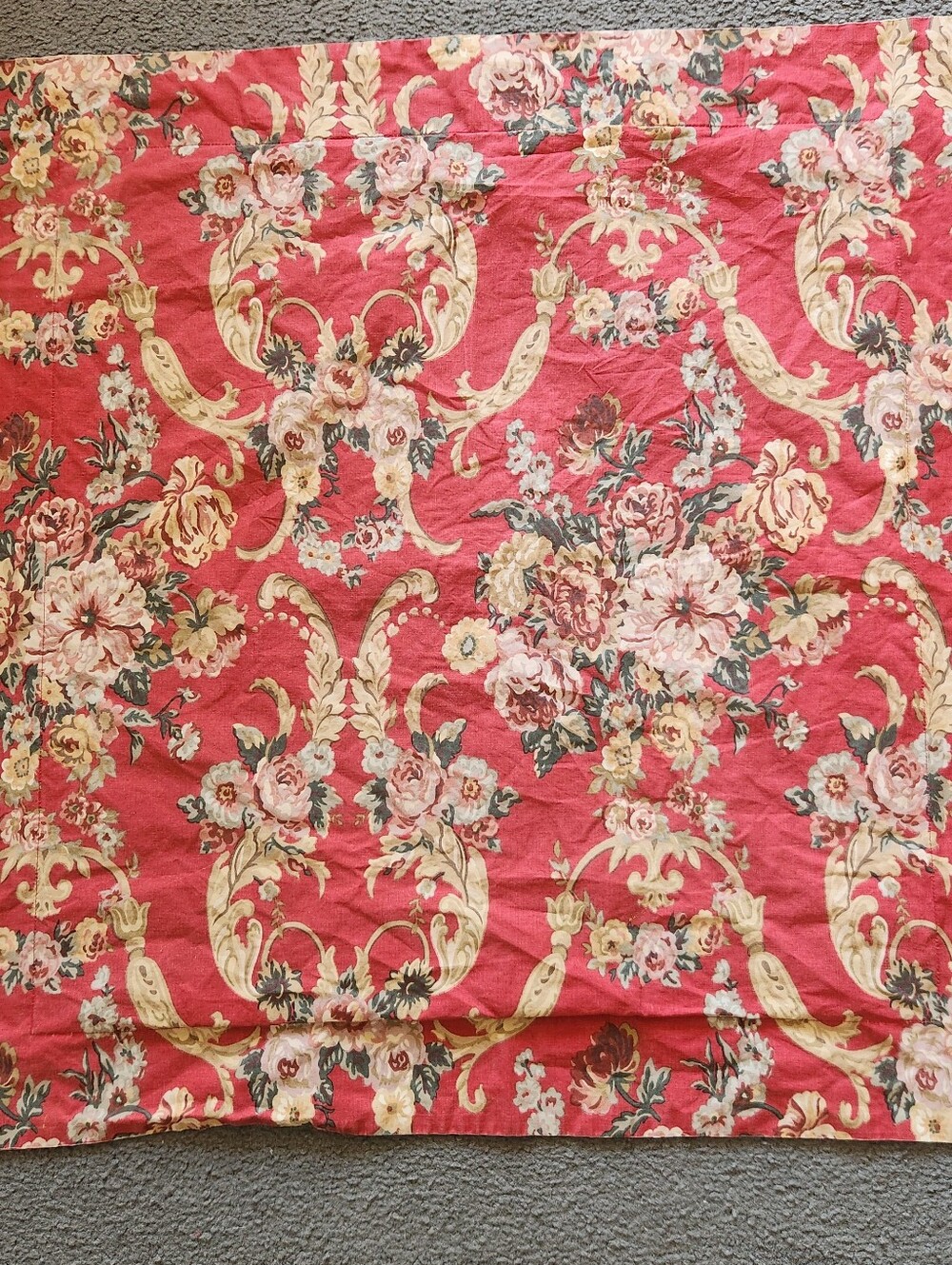 RALPH LAUREN Pillowcase Sham Full Vintage 100% Cotton Red Made USA Floral